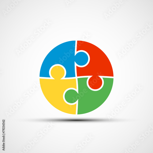 фотографія Four pieces of the puzzle are interconnected