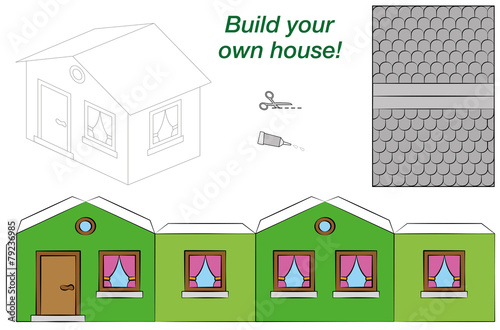Paper Model House Template Green