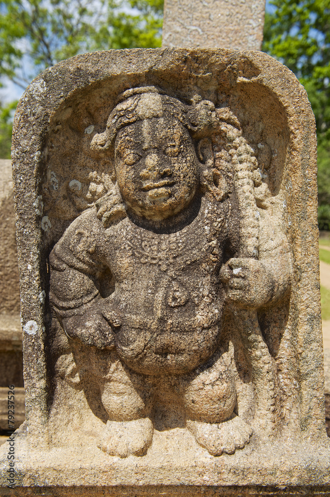 Ancient carving in Anuradhapura, Sri Lanka.