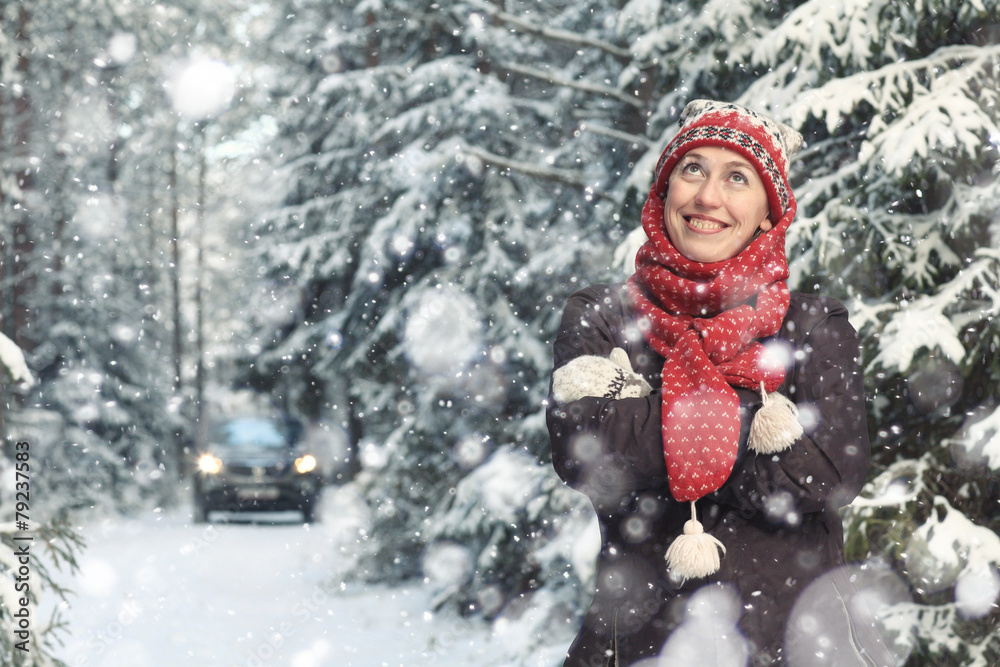 snowfall nature portrait of woman health beauty snowfall nature portrait of woman health beauty