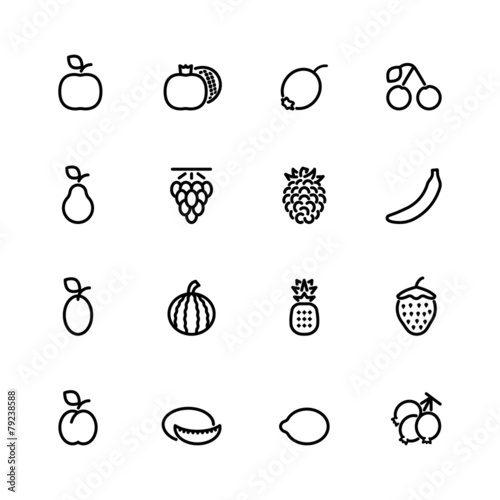 fresh fruit icon set