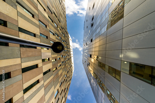 Bottom view of modern skyscraper