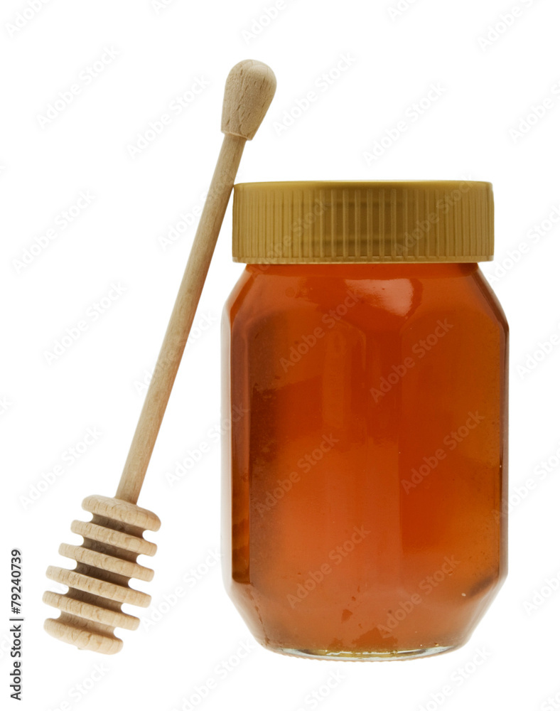 Honigglas mit Honiglöffel Honigglas mit Honiglöffel