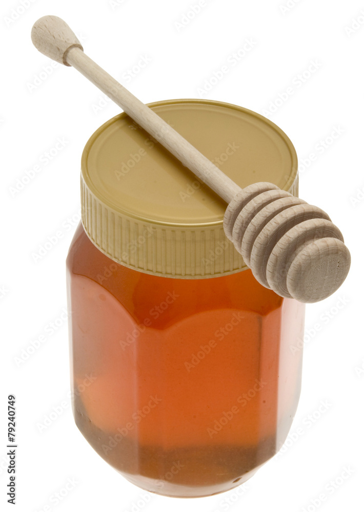 Honigglas mit Honiglöffel Honigglas mit Honiglöffel