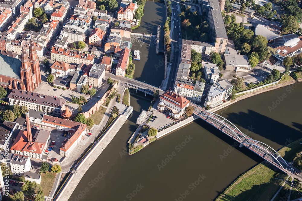 Aerial view of Opole city center