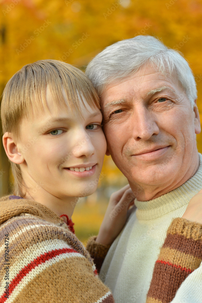 Fototapeta premium Grandfather and grandson