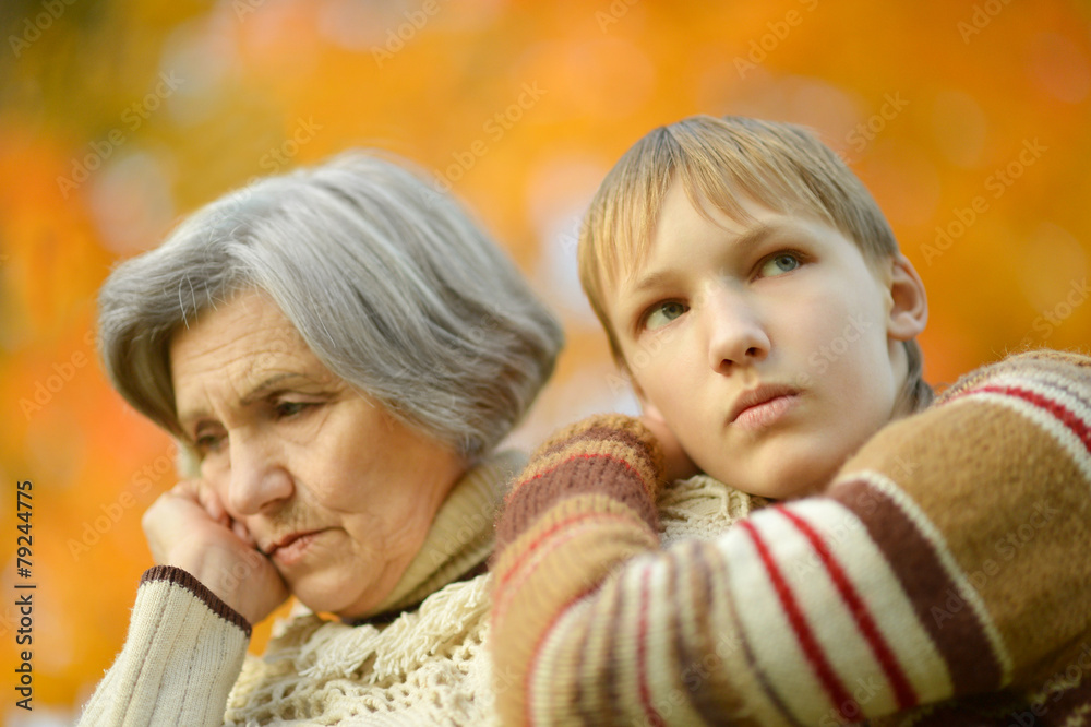 Grandmother with boy Grandmother with boy