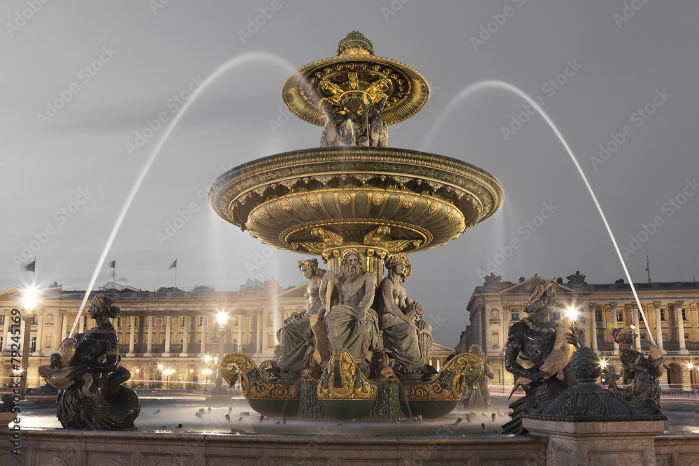Fontaine des Fleuves, Concorde square, Paris, Ile de France, Fra