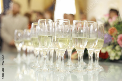wedding reception with champagne glasses