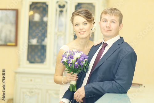 Foto wedding ceremony in a registry office painting, marriage