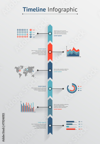 Timeline vector infographic. World map