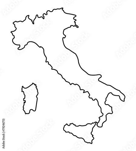black abstract outline of Italy map