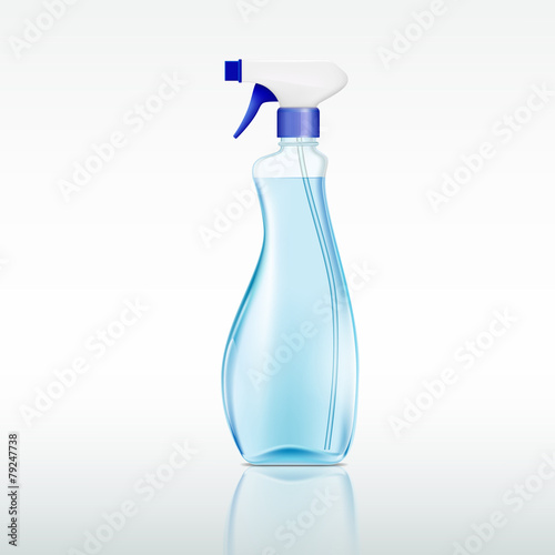 plastic spray bottle with cleaning liquid