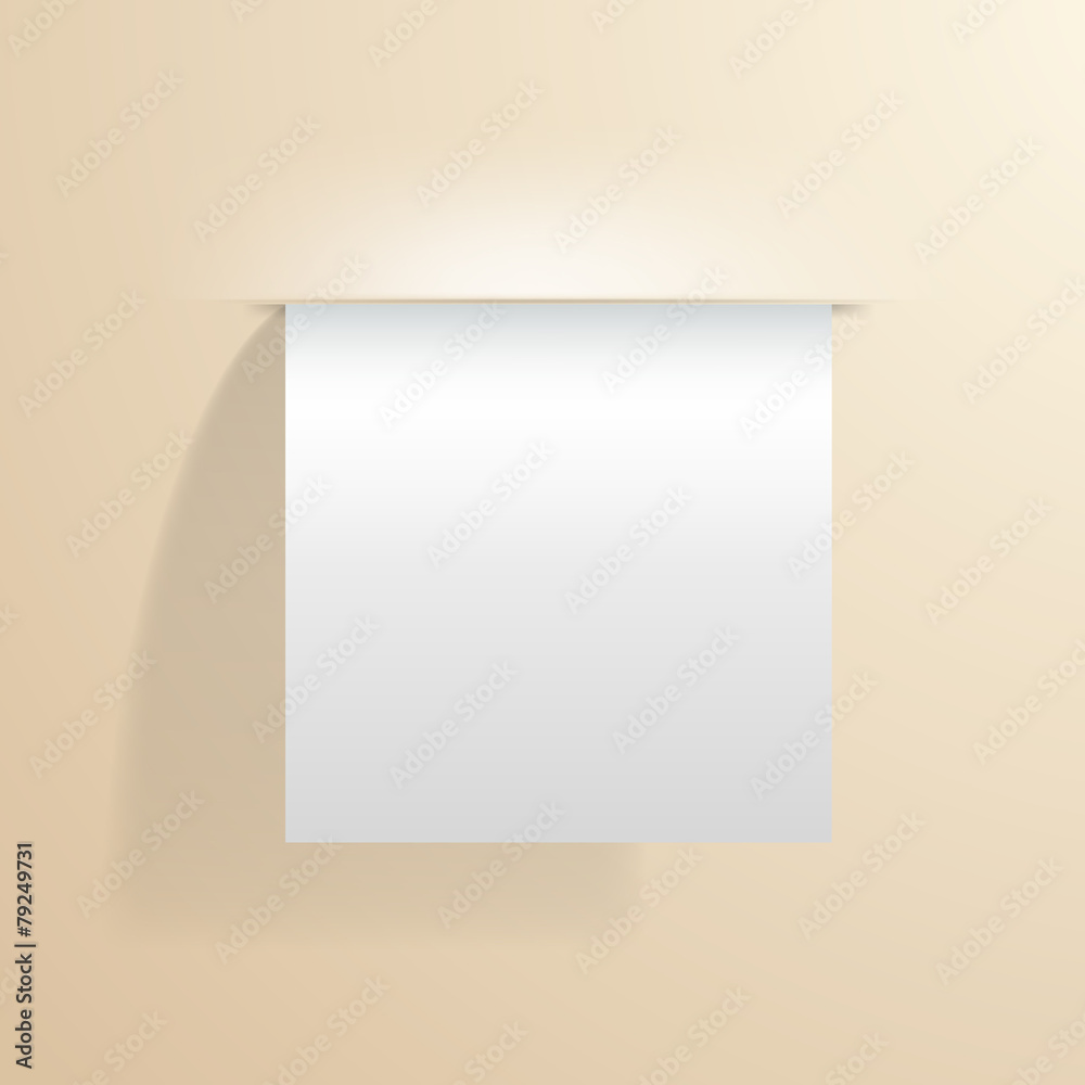 blank white sheet of paper sticking out of the wall blank white sheet of paper sticking out of the wall