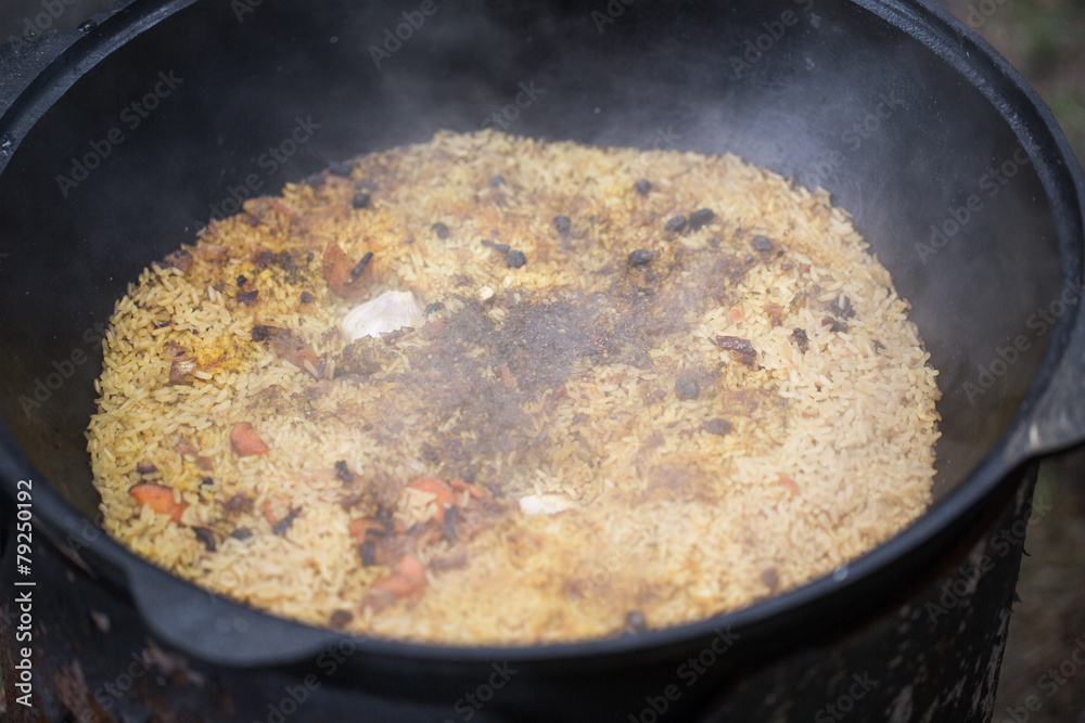 Pilaf, cooked outdoors Pilaf, cooked outdoors