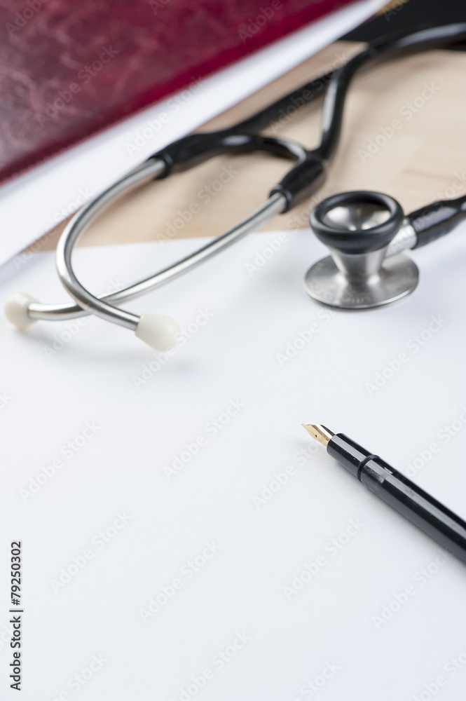Stethoscope pen and blank A4 paper Stethoscope pen and blank A4 paper