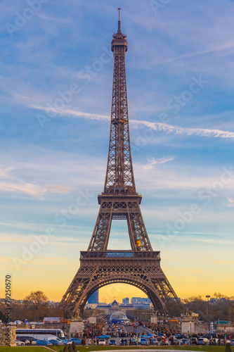 Eiffel tower at winter suset in Paris  France