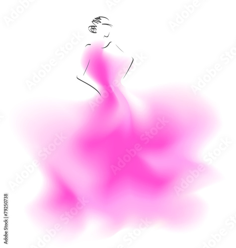 Sketch of a wedding fashion model