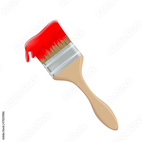 paint brush and red paint