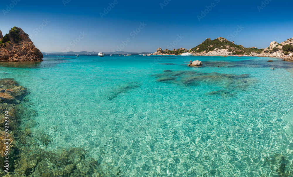 Clear turquoise water of Cala Corsara bay in Sardinia