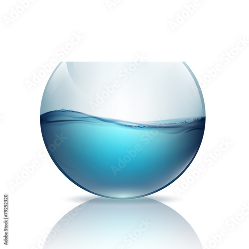 fishbowl with water isolated on a white background