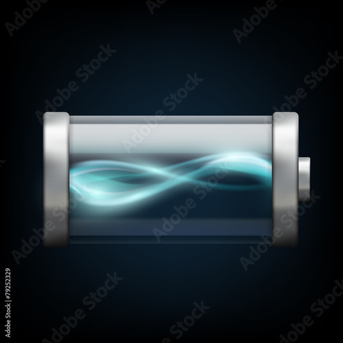 battery with plasma isolated on a black background