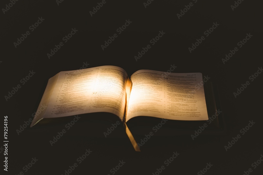 Naklejka premium Light shining on open bible