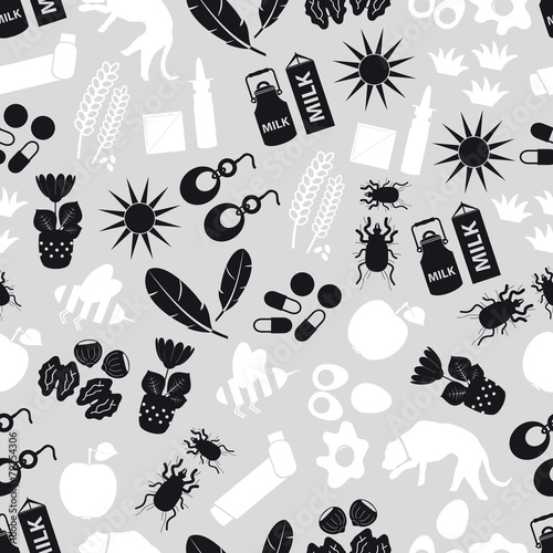 allergy and allergens gray seamless pattern eps10