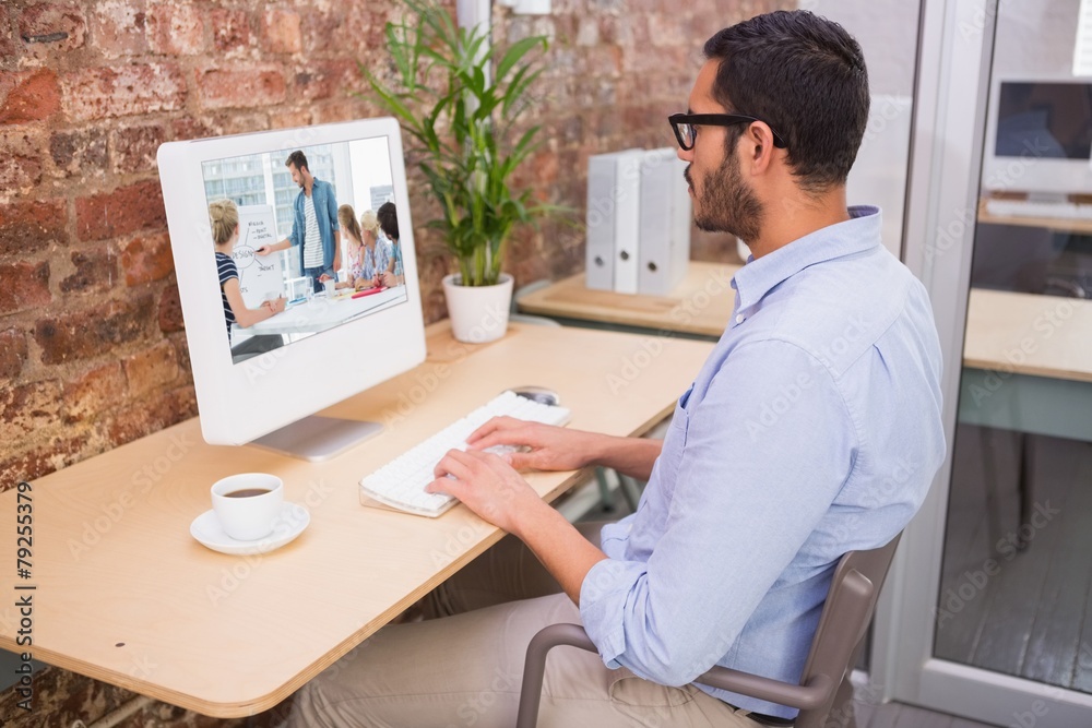 Casual business people in office at presentation Casual business people in office at presentation