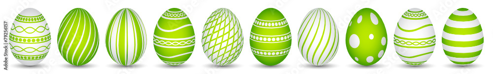 Fototapeta premium ten easter eggs in green with texture