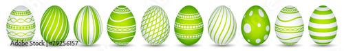 ten easter eggs in green with texture