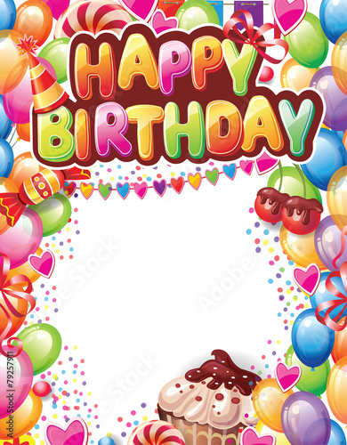 Template for Happy birthday card