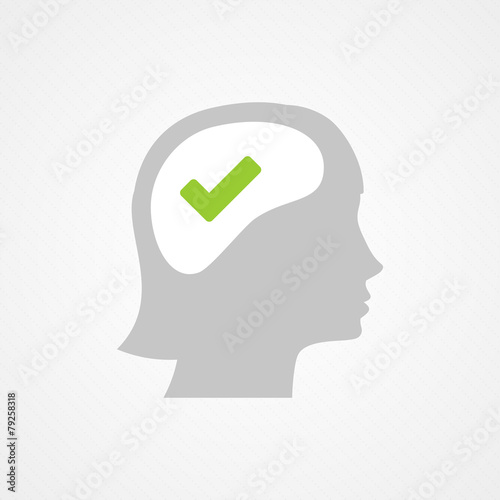 Female head and right check mark