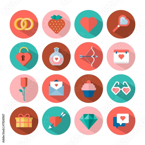 vector love and Valentine's day flat icons