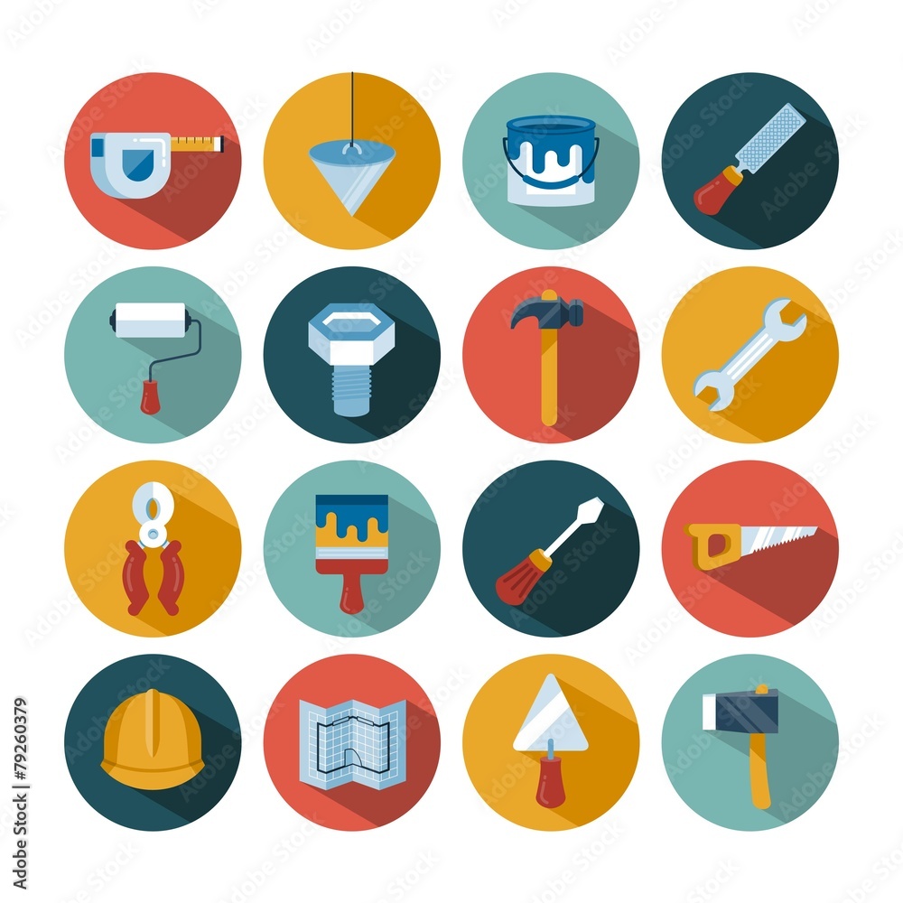 set of vector construction tools icons