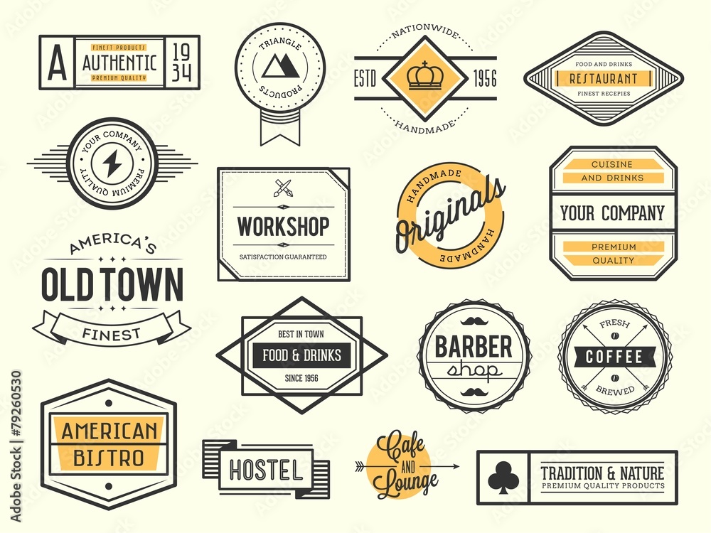 set of vintage logos, badges and labels, vector illustration
