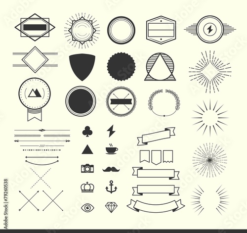 set of vintage elements for making logos, badges and labels