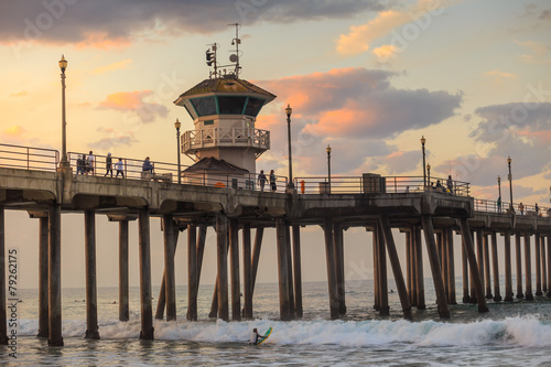 The Huntington Beach pier at sunrise