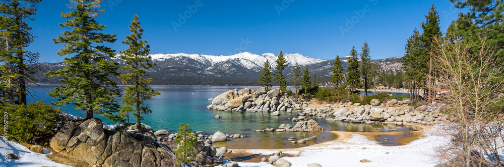 Lake Tahoe panorama - obrazy, fototapety, plakaty 