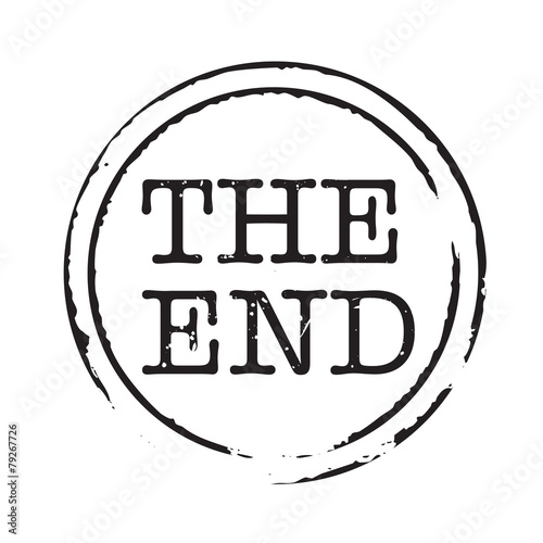 Black vector circles grunge stamp THE END