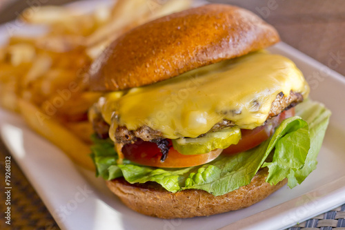 Canvas Print Cheeseburger and Fries