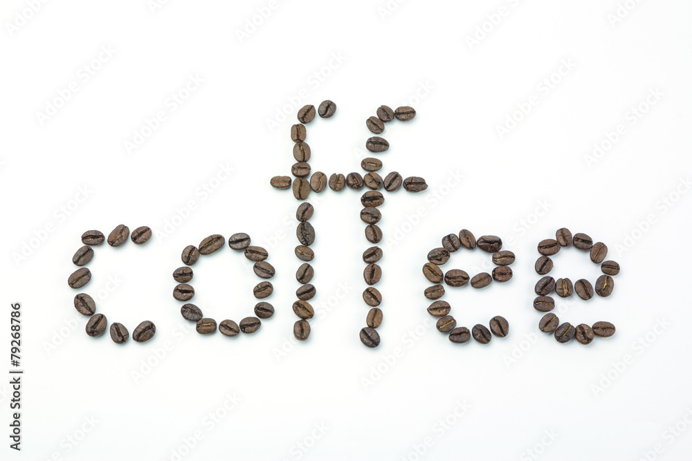 Text coffee by coffee beans Text coffee by coffee beans