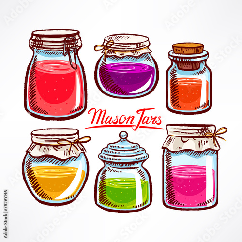colorful mason jars