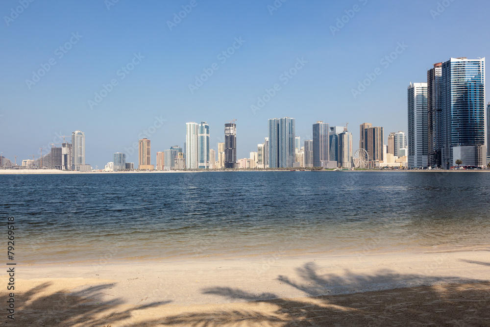 Naklejka premium Beach in Sharjah City, United Arab Emirates
