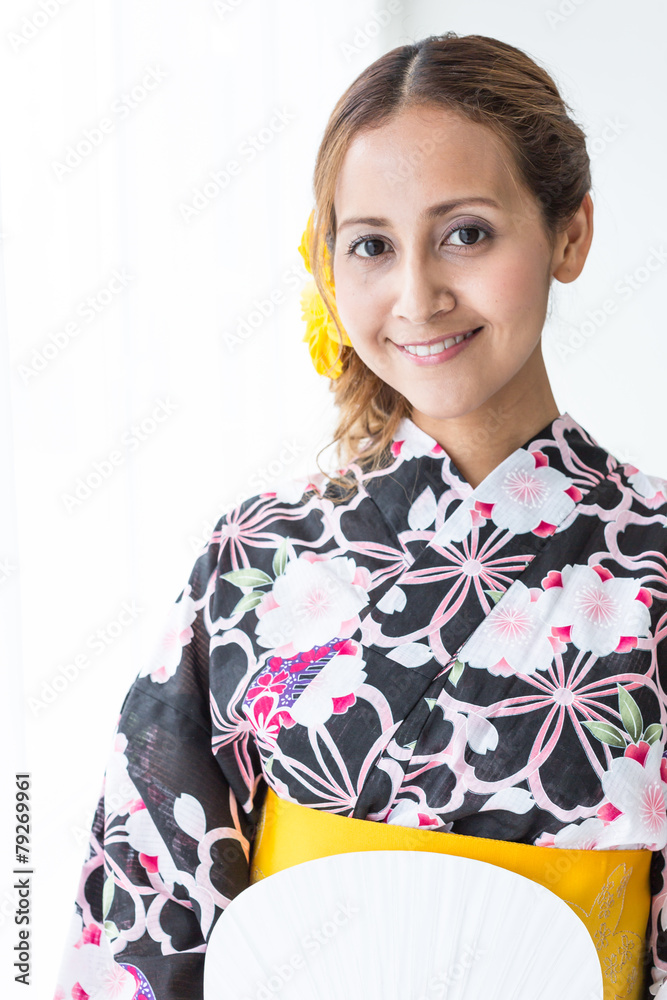 浴衣姿のハーフ女性 浴衣姿のハーフ女性