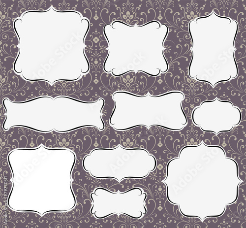 Calligraphic Frames on Damask Background