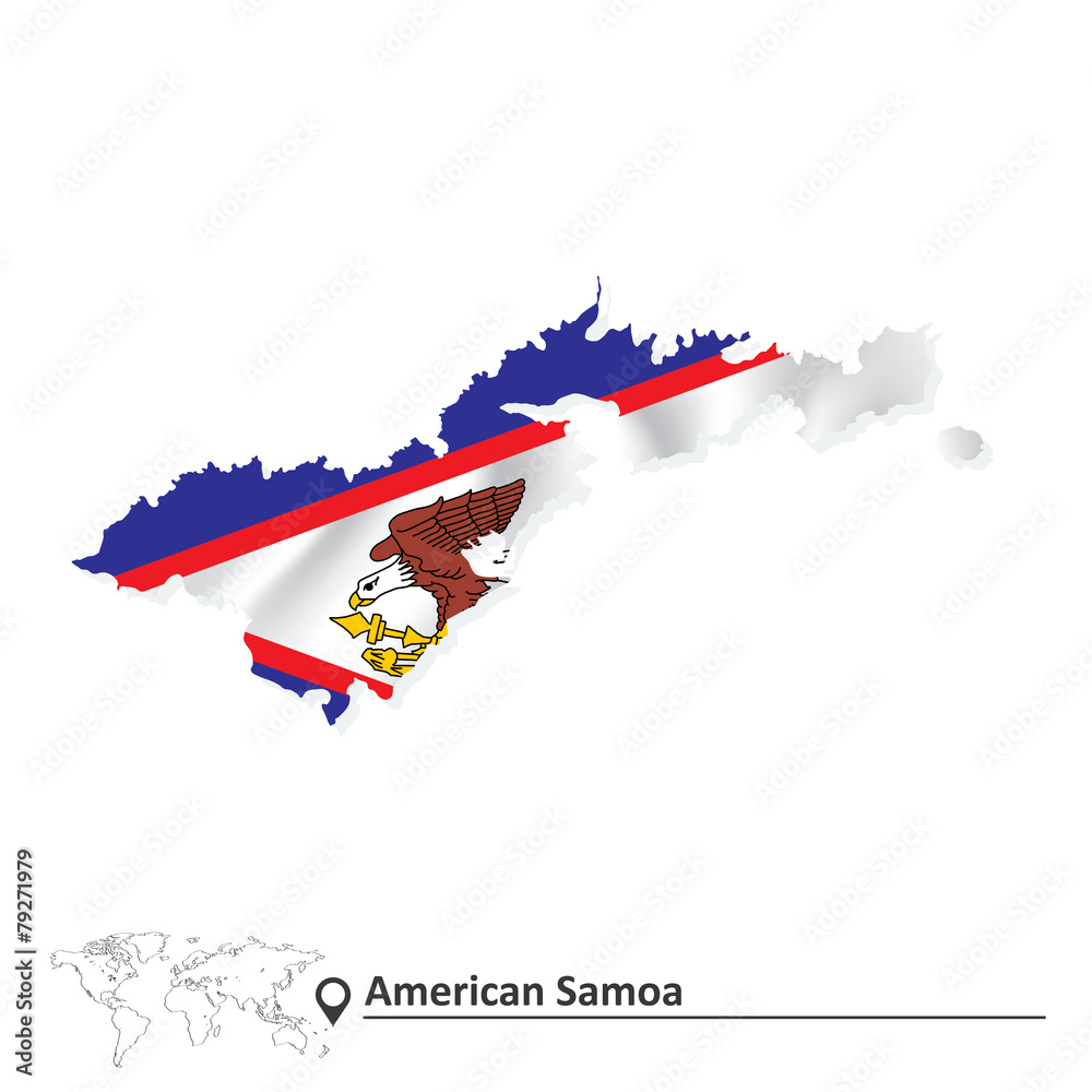 Fototapeta premium Map of American Samoa with flag