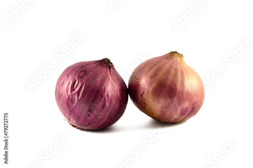 Fresh onions isolated on white background