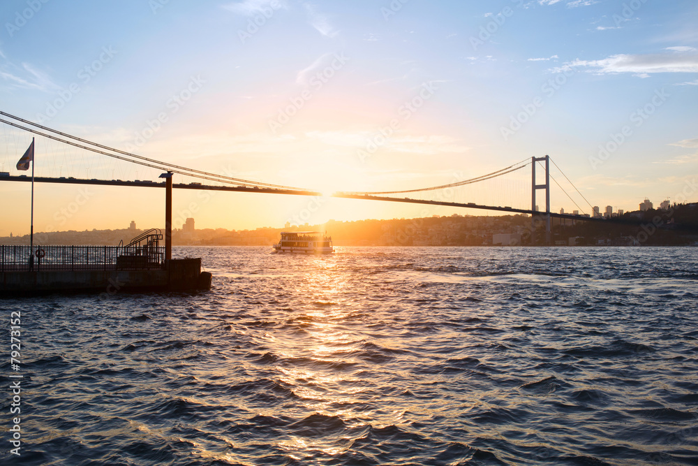 sunset landscape of Bosphorus, Istanbul