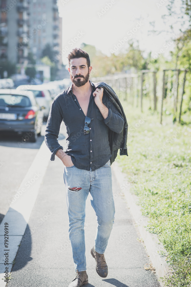 young handsome attractive bearded model man young handsome attractive bearded model man